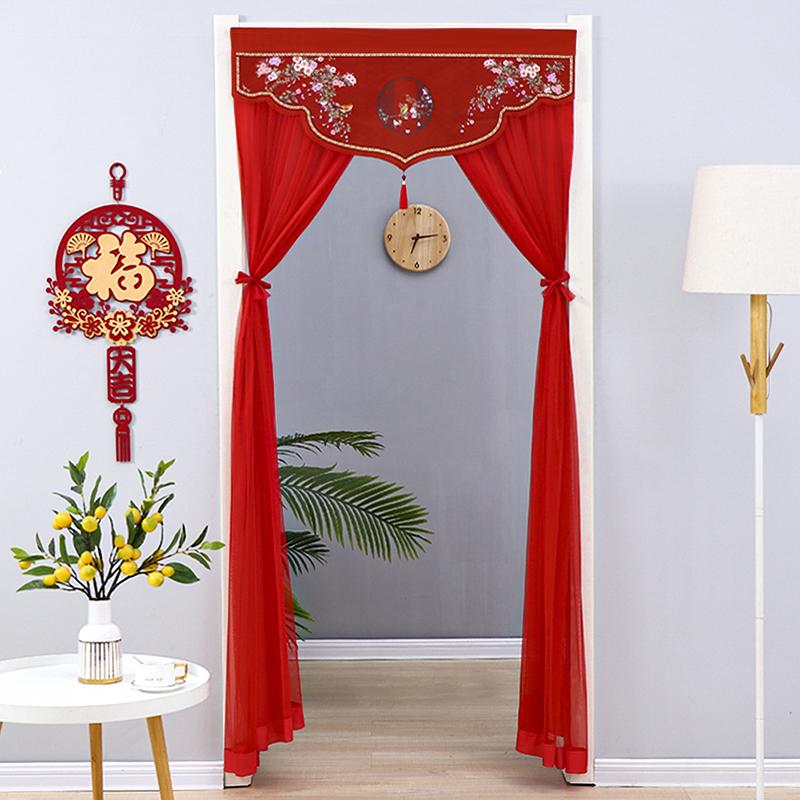 结婚红色门帘隔断布帘