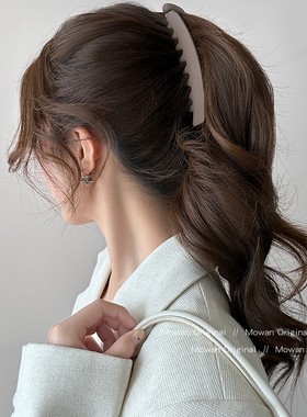 韩式新款磨砂小一字香蕉抓夹百搭马尾夹子带齿发夹网红头饰饰品