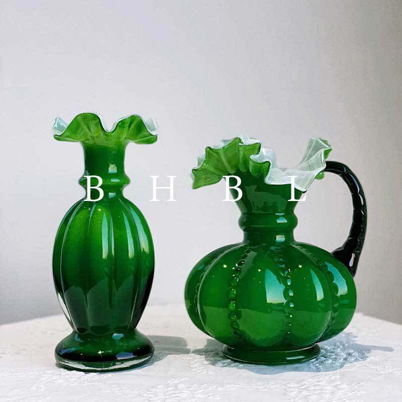 ins中古风复古玻璃花瓶主母绿芬顿风法式小花瓶摆件装饰客厅,电子元器件市场,电线扎带/束线带,淘宝优惠券,粉丝福利购,淘宝优惠卷