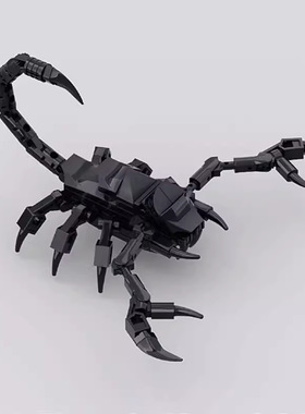 MOC积木黑蝎子仿生动物昆虫摆件小颗粒恐怖生物跨境玩具套装