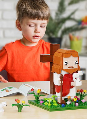 小颗粒创意拼搭积木人仔模型摆件礼物带电