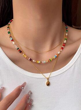 MaisonCleo彩宝珍珠锁骨链