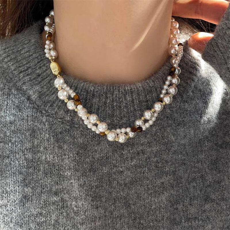 MaisonCleo「好物强推」美拉德双层珍珠纯银项链女2026新款毛衣链