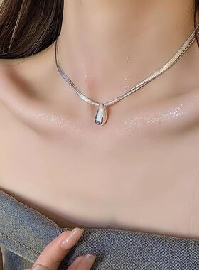 MaisonCleo双层水滴银色项链女款2025年新款小众颈链锁骨链配饰夏
