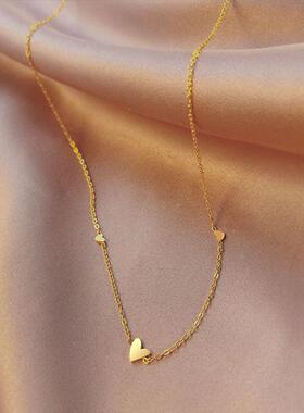 MaisonCleo金色爱心锁骨链新款