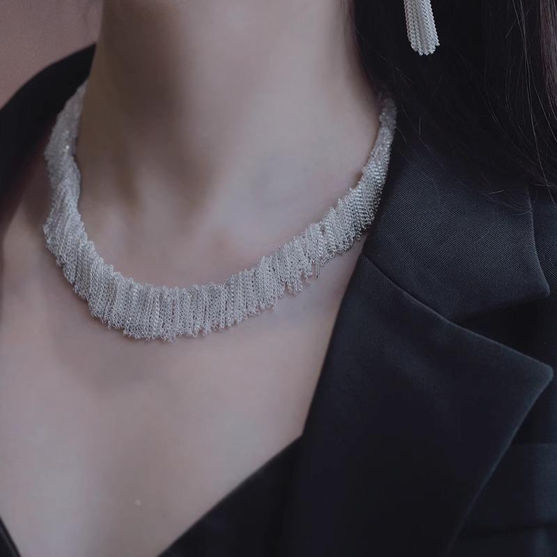 MaisonCleo「优雅香风」重工银河瀑布项链女波光粼粼气质流苏耳饰