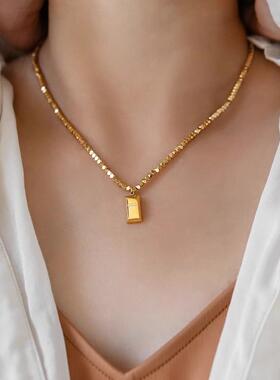 MaisonCleo碎银金砖锁骨链女