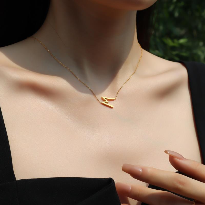 MaisonCleo「优雅香风」M字母极简项链女欧美ins风素链叠戴锁骨链