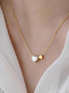 MaisonCleo心心相连贝壳小众爱心项链女锁骨链颈链时尚气质设计感