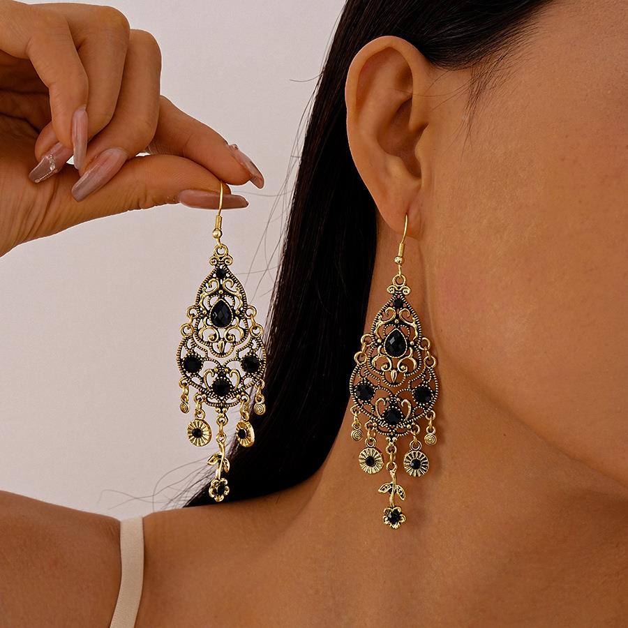 MaisonCleo复古镶钻葫芦玫瑰花圆形水滴耳环宫廷风个性小众气质高