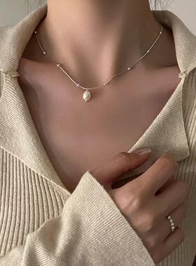 MaisonCleoS925纯银珍珠锁骨链