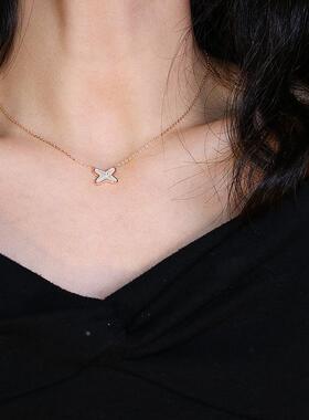 MaisonCleo玫瑰金天然白贝母项链