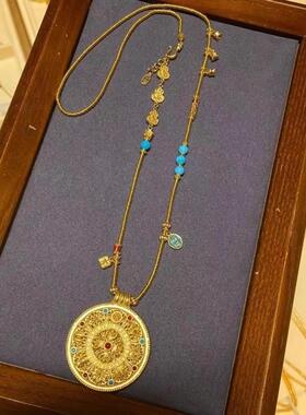 MaisonCleo古法烧蓝花丝毛衣链