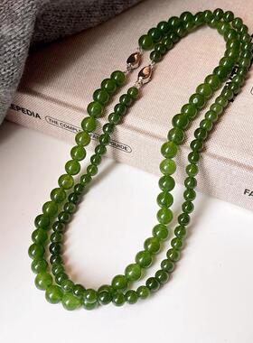 国风串珠显白绿色元宝扣锁骨链