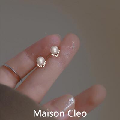 MaisonCleo微镶珍珠s925耳钉
