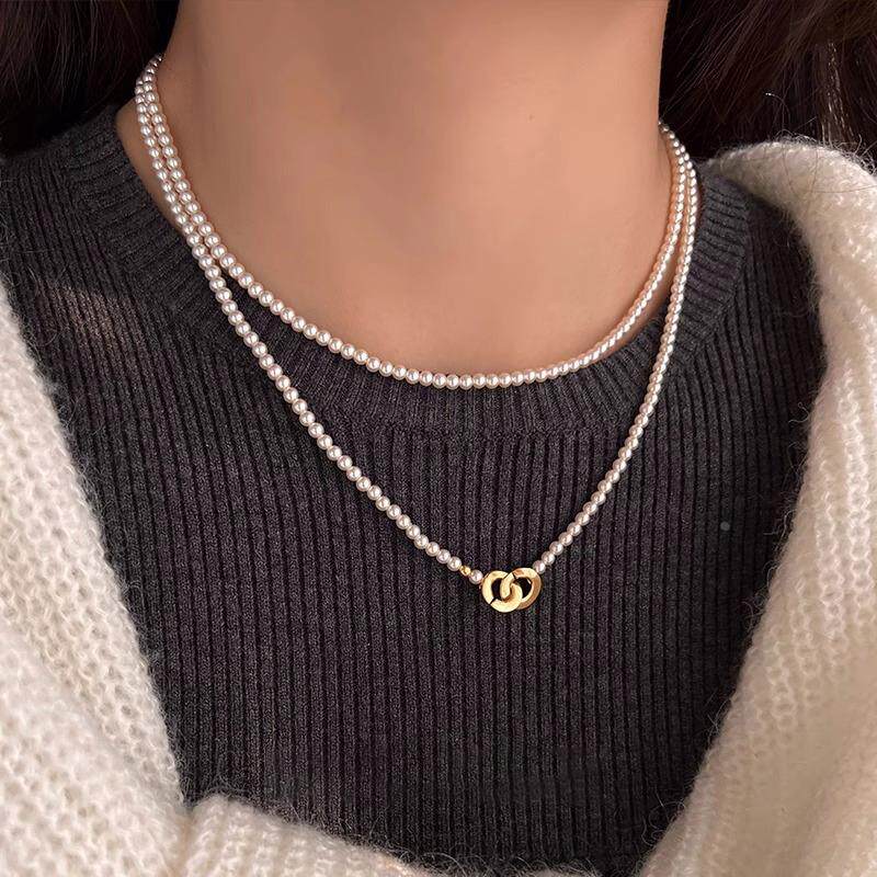 MaisonCleo「时尚洋气」轻奢小米珠叠戴项链女法式长款毛衣链配饰