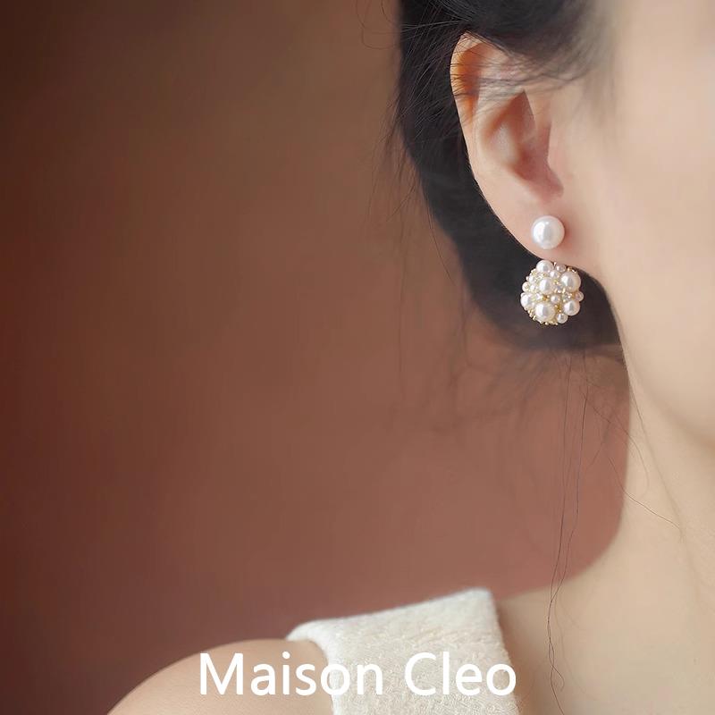 MaisonCleo「简约气质」后挂式一款两戴珍珠耳环女小众设计感耳钉
