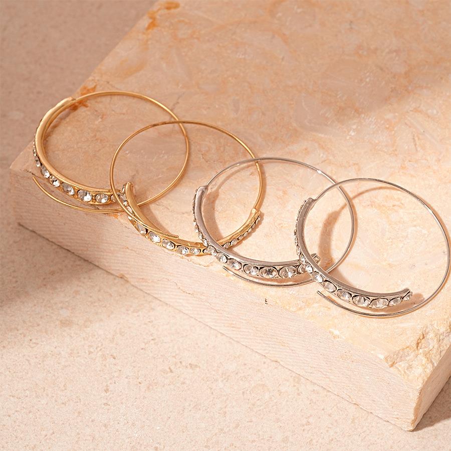 MaisonCleo欧美金属感镶钻圆圈耳钩耳环时尚简约高级感气质通勤几