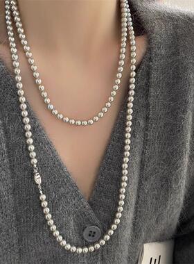 MaisonCleo珍珠元宝扣毛衣链女