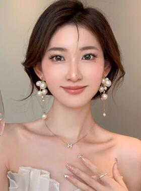 MaisonCleo珍珠流苏耳钉度假风