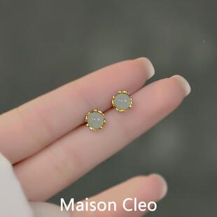MaisonCleo「清新气质」冷淡风耳钉女2026新款和田玉耳饰春夏耳环