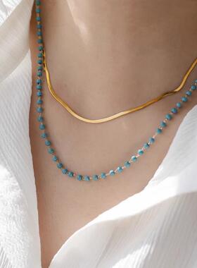 MaisonCleo蓝松石双层蛇骨项链
