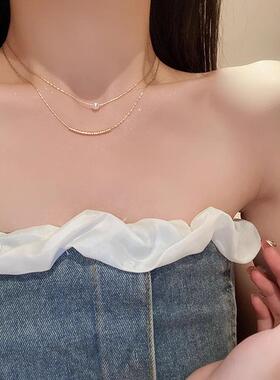 法式小香风巴洛克珍珠双层锁骨链