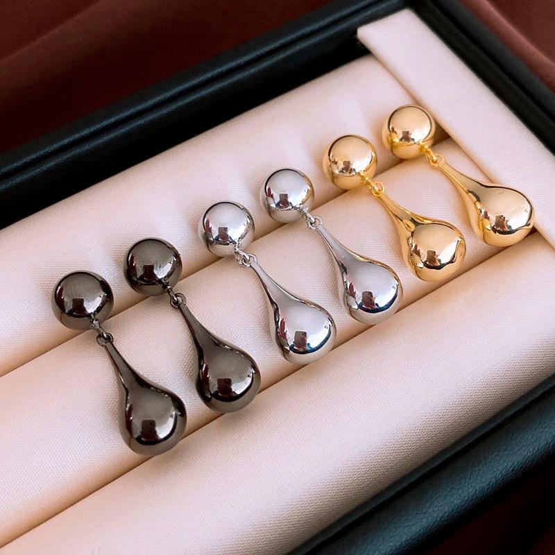 MaisonCleo简约金属感水滴形几何银针耳环真金电镀小众高级感气质