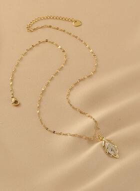 MaisonCleo猫眼石树叶吊坠项链