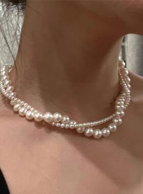 MaisonCleo双层珍珠锁骨链