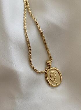 MaisonCleo复古小方牌锁骨链