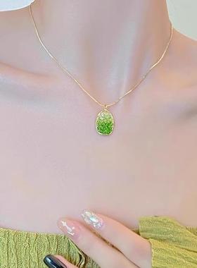 MaisonCleo绿色水晶项链小众夏天锁骨链女2025新款爆款气质颈链套