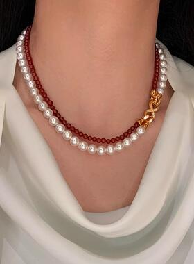 新中式双层珍珠锁骨链