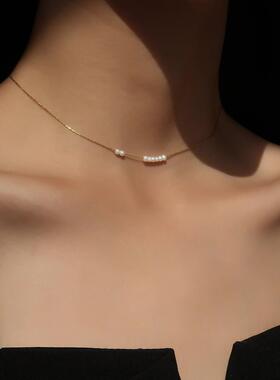 MaisonCleo迷你珍珠锁骨链闪耀