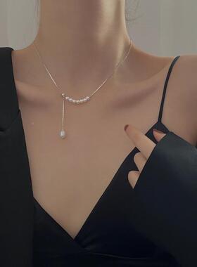 MaisonCleo纯银珍珠吊坠锁骨链