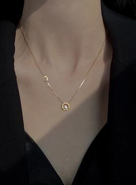 MaisonCleo金色镶钻日月同辉项链