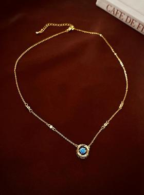 MaisonCleo简约金属感锆石几何项链真金电镀时尚小众气质高级感锁