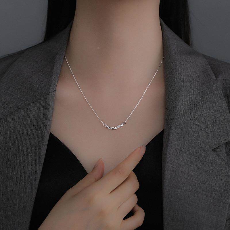 MaisonCleo「甜美气质」S925纯银麻花项链女简约微笑吊坠锁骨链潮