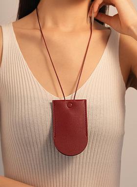 MaisonCleo复古人工皮革便携钥匙包长款毛衣链时尚简约挂脖气质高