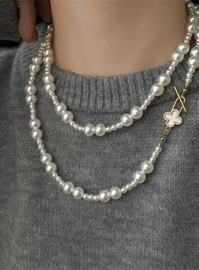 MaisonCleo珍珠双层毛衣链新款