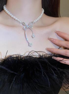 MaisonCleo珍珠镶钻蝴蝶结项链