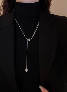 MaisonCleo可调珍珠流苏毛衣链