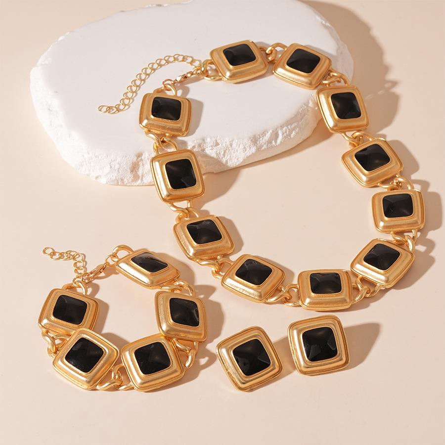 MaisonCleo复古滴油金属感方形几何锁骨项链法式宫廷风简约气质高