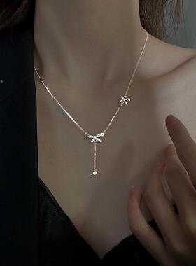 S925纯银蝴蝶结女夏锁骨链