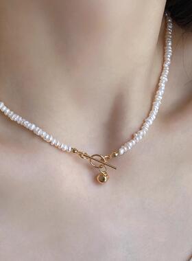 MaisonCleoOT扣淡水珍珠锁骨链