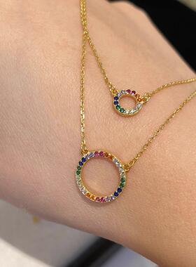 MaisonCleo彩色锆石双层锁骨链