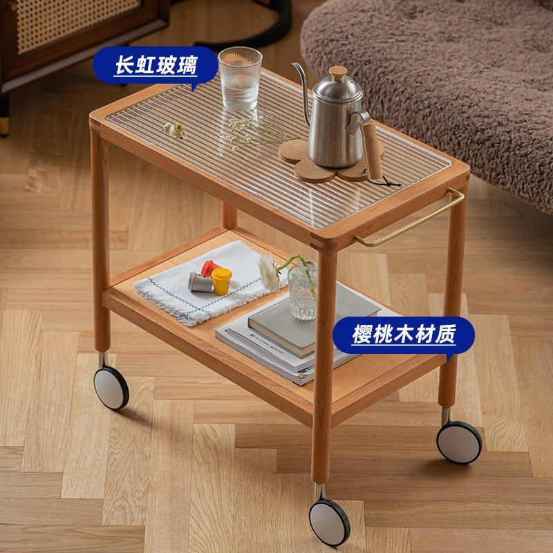 北欧樱桃木小推车边几家用客厅创意可移动实木方几卧室床头小桌子,住宅家具,移动边几/推车,淘宝优惠券,粉丝福利购,淘宝优惠卷