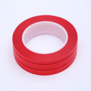 高粘红色美纹胶纸 喷漆遮蔽不残胶PET复合美纹胶 耐高温美纹胶带