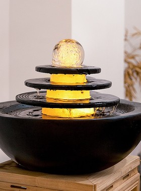 现货速发八方来财生财转运球流水摆件循环水轻奢客厅假山喷泉桌面