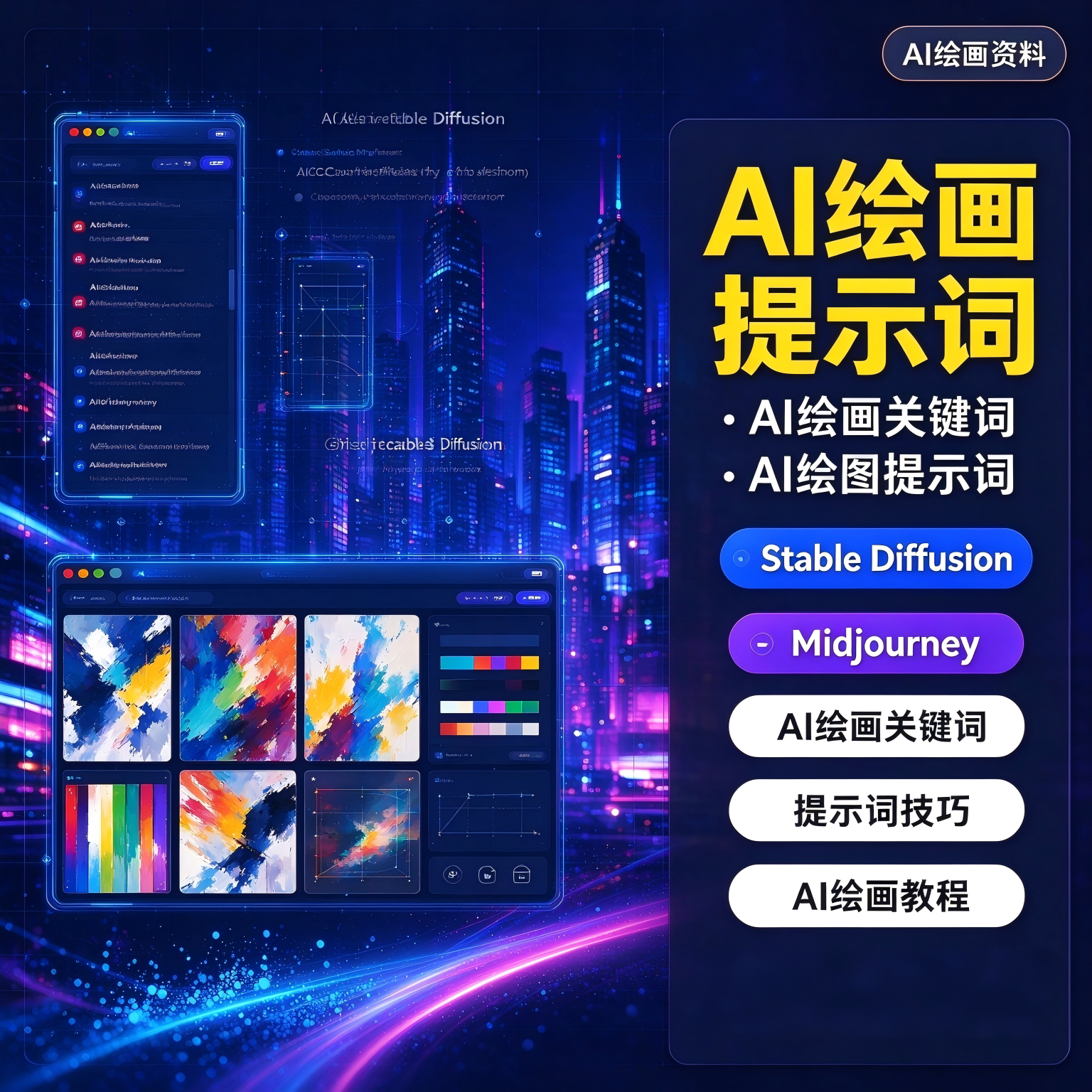 AI绘画提示词关键词资料包StableDiffusionMidjourney提示词教程